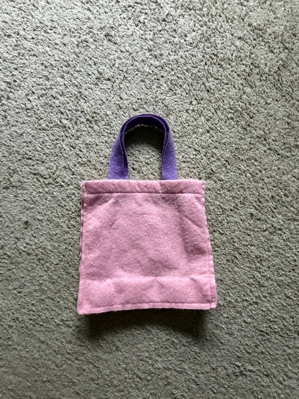 Kids Pink Felt Tote with Multicolor Heart Appliqué